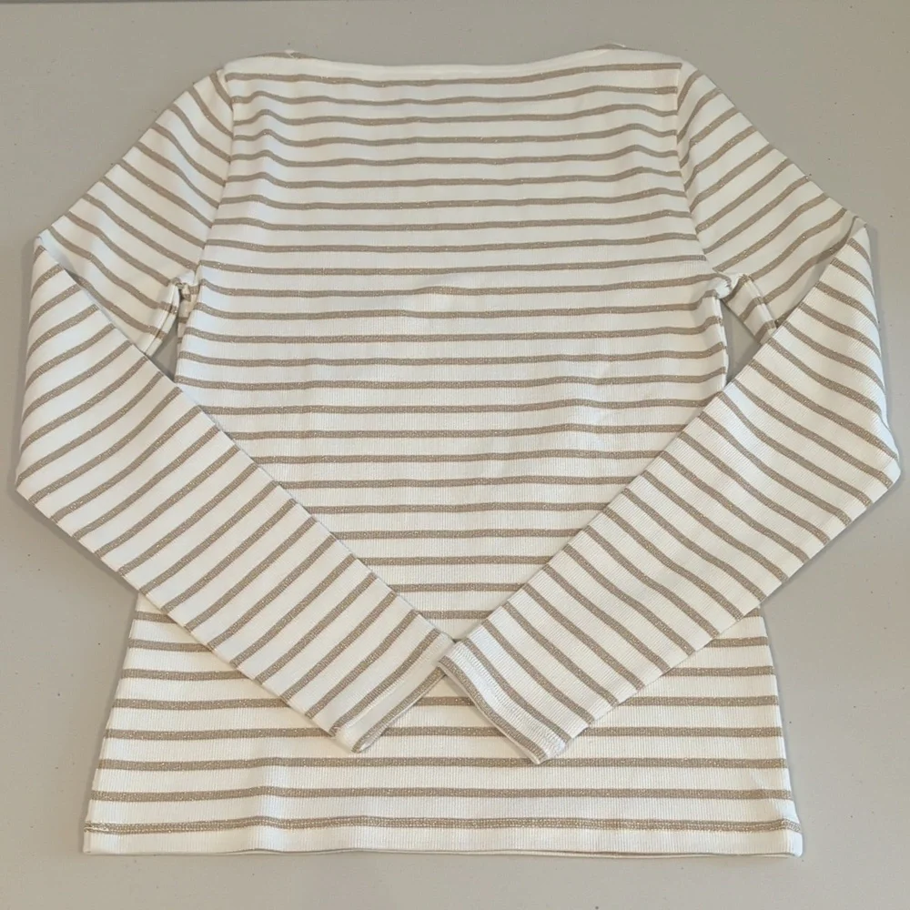 NWT J. Crew Factory Metallic Striped Boatneck Top - Picture 2 of 5
